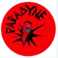 Paradyne red sticker label